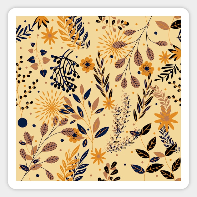 Forest Floral Print Sticker by Tezbcreates